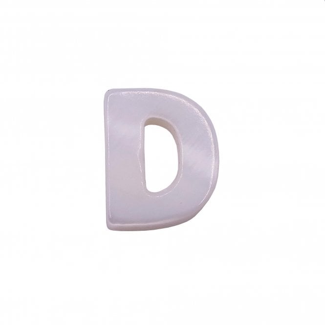 10x8mm 'D' Letter/Alphabet Bead Freshwater Shell Bead - White -  1pc