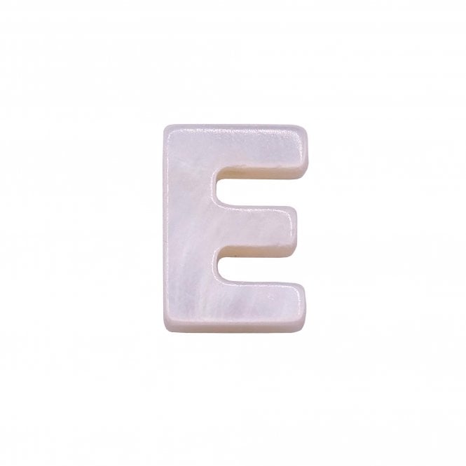 10x8mm 'E' Letter/Alphabet Bead Freshwater Shell Bead - White -  1pc
