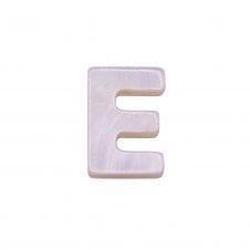 10x8mm 'E' Letter/Alphabet Bead Freshwater Shell Bead - White -  1pc