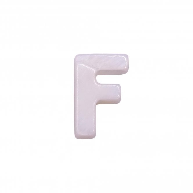 10x8mm 'F' Letter/Alphabet Bead Freshwater Shell Bead - White -  1pc