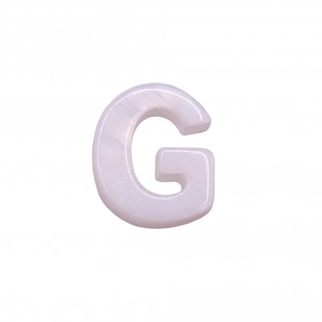 10x8mm 'G' Letter/Alphabet Bead Freshwater Shell Bead - White -  1pc