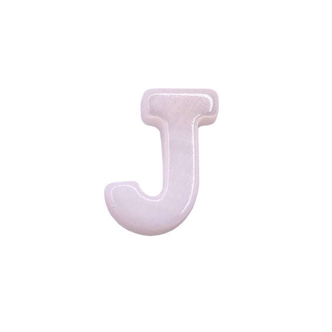 10x8mm 'J' Letter/Alphabet Bead Freshwater Shell Bead - White -  1pc