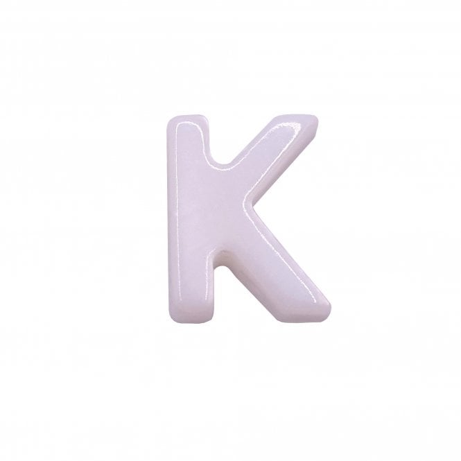 10x8mm 'K' Letter/Alphabet Bead Freshwater Shell Bead - White -  1pc