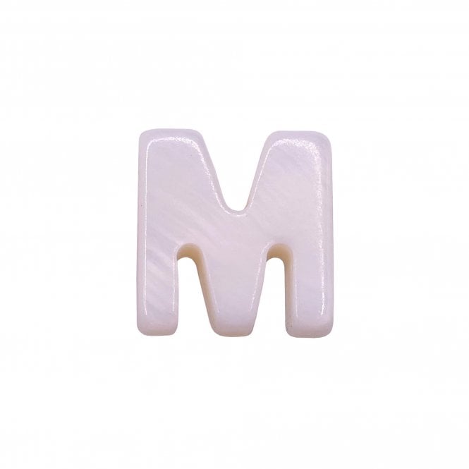 10x8mm 'M' Letter/Alphabet Bead Freshwater Shell Bead - White -  1pc