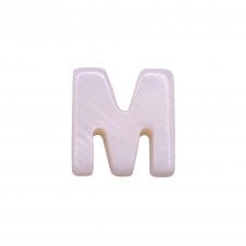 10x8mm 'M' Letter/Alphabet Bead Freshwater Shell Bead - White -  1pc