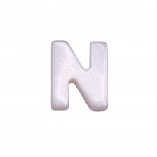 10x8mm 'N' Letter/Alphabet Bead Freshwater Shell Bead - White -  1pc