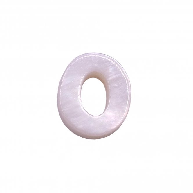 10x8mm 'O' Letter/Alphabet Bead Freshwater Shell Bead - White -  1pc