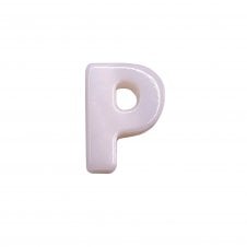 10x8mm 'P' Letter/Alphabet Bead Freshwater Shell Bead - White -  1pc