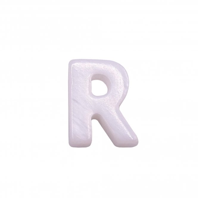 10x8mm 'R' Letter/Alphabet Bead Freshwater Shell Bead - White -  1pc