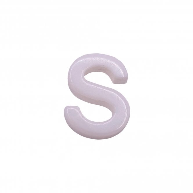 10x8mm 'S' Letter/Alphabet Bead Freshwater Shell Bead - White -  1pc