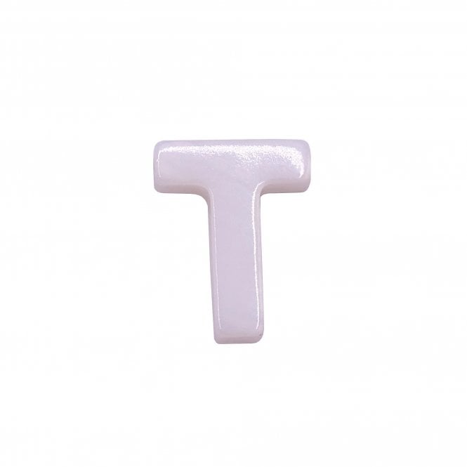 10x8mm 'T' Letter/Alphabet Bead Freshwater Shell Bead - White -  1pc