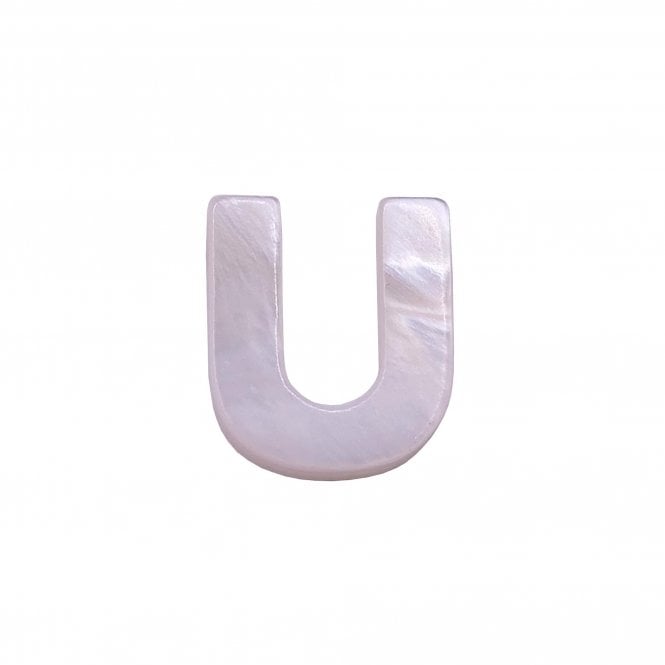 10x8mm 'U' Letter/Alphabet Bead Freshwater Shell Bead - White -  1pc
