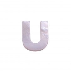 10x8mm 'U' Letter/Alphabet Bead Freshwater Shell Bead - White -  1pc
