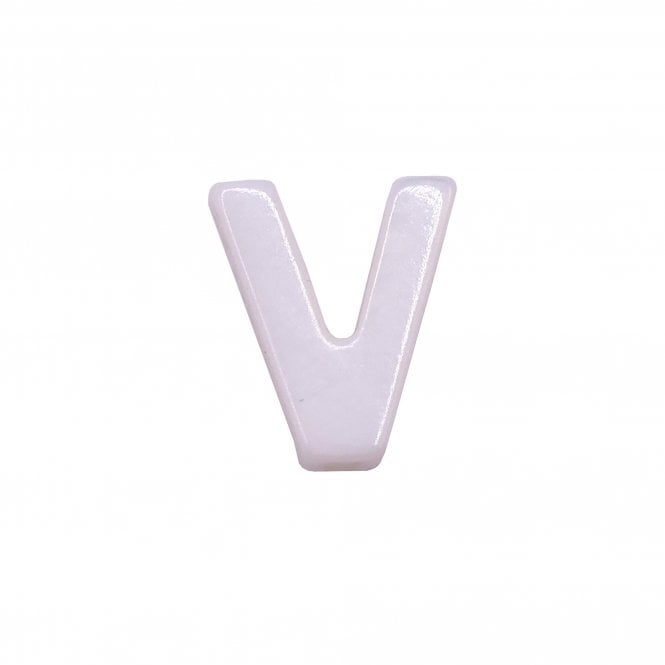 10x8mm 'V' Letter/Alphabet Bead Freshwater Shell Bead - White -  1pc