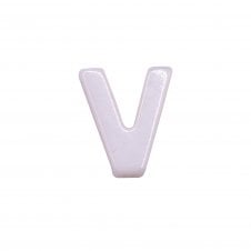 10x8mm 'V' Letter/Alphabet Bead Freshwater Shell Bead - White -  1pc
