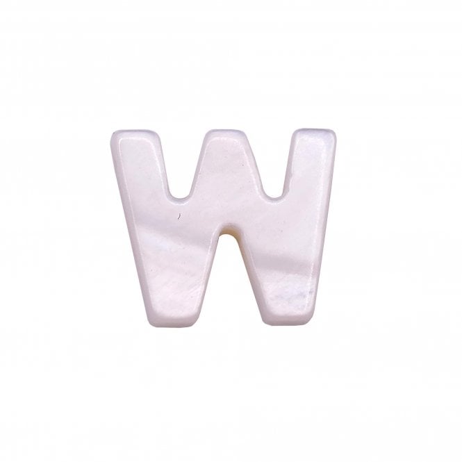 10x8mm 'W' Letter/Alphabet Bead Freshwater Shell Bead - White -  1pc