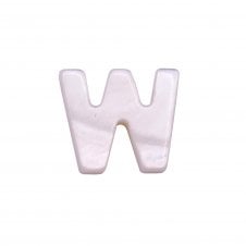 10x8mm 'W' Letter/Alphabet Bead Freshwater Shell Bead - White -  1pc