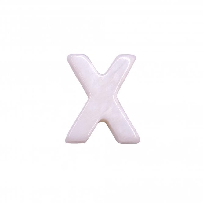 10x8mm 'X' Letter/Alphabet Bead Freshwater Shell Bead - White -  1pc