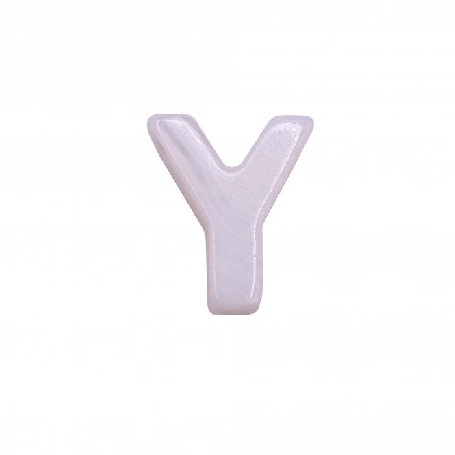 10x8mm 'Y' Letter/Alphabet Bead Freshwater Shell Bead - White -  1pc