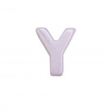 10x8mm 'Y' Letter/Alphabet Bead Freshwater Shell Bead - White -  1pc