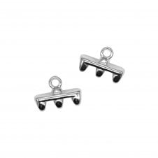 11x8mm Rozos III Superduo Bead End - Antique Silver Plated - 2pcs