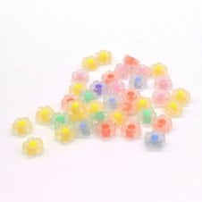 12mm Acrylic Frosted Flower Bead Mix - Transparent Multi - 20g (32 beads)