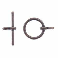12mm Round Toggle Clasp - Antique Copper Plated - 10pk