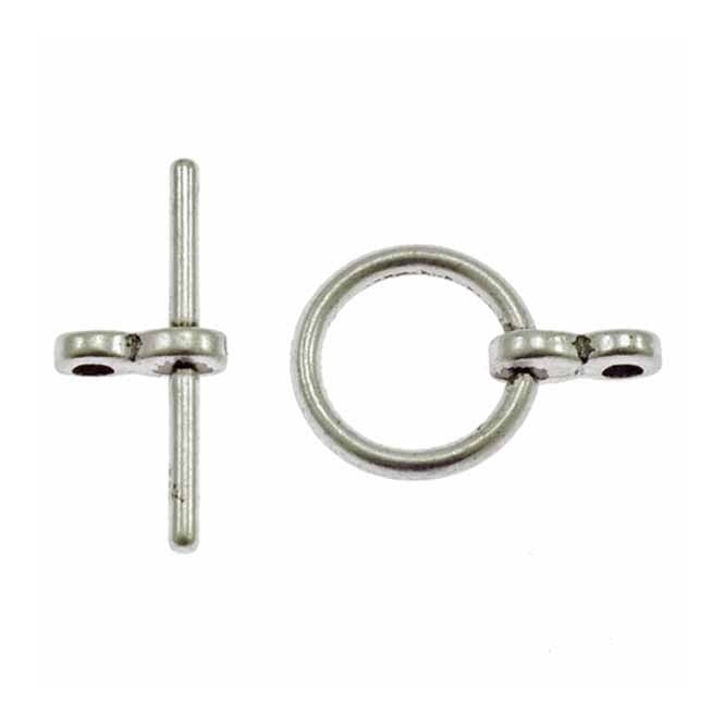 12mm Round Toggle Clasp - Antique Silver Plated - 10pk