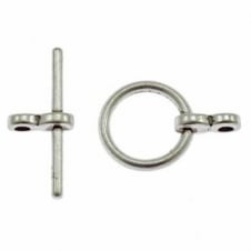 12mm Round Toggle Clasp - Antique Silver Plated - 10pk
