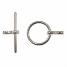 12mm Round Toggle Clasp - Silver Plated - 10pk