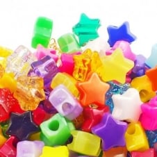 12mm Star Plastic Pony Bead Mix - Assorted - 50pcs