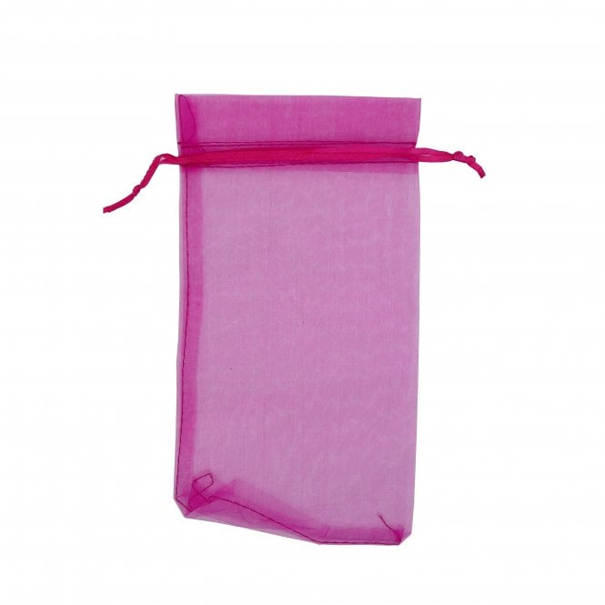 12x22cm Organza Gift Bags - Hot Pink - 5pk