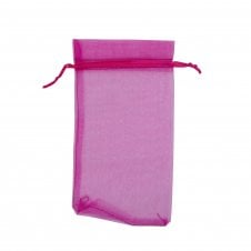 12x22cm Organza Gift Bags - Hot Pink - 5pk