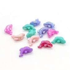 12x8mm Acrylic Dolphin Bead Mix - Opaque AB - 10g