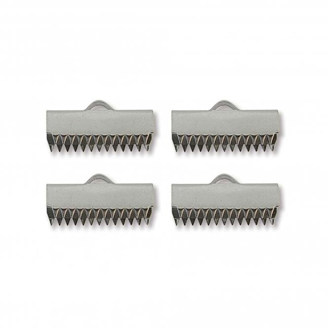 13mm Ribbon Clamps Cord End Crimps - Stainless Steel - 4pcs