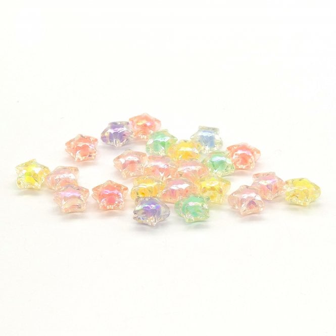 14mm Acrylic Faceted Star Bead Mix - Transparent AB - 20g
