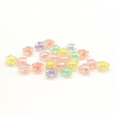 14mm Acrylic Faceted Star Bead Mix - Transparent AB - 20g