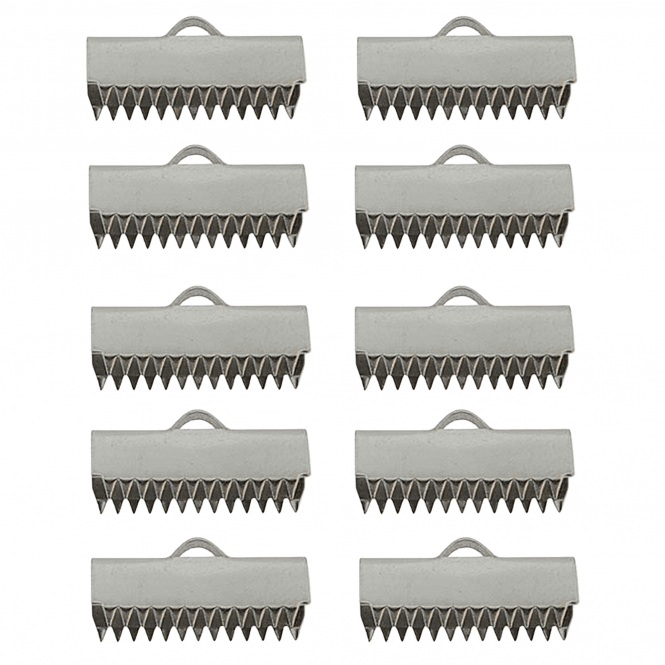 15mm Ribbon Clamps Cord End Crimps - 304 Stainless Steel - 10pcs