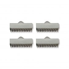 15mm Ribbon Clamps Cord End Crimps - Stainless Steel - 4pcs