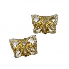 15x12mm Czech Glass Table Cut Butterfly Beads - Crystal/Gold - 5pcs