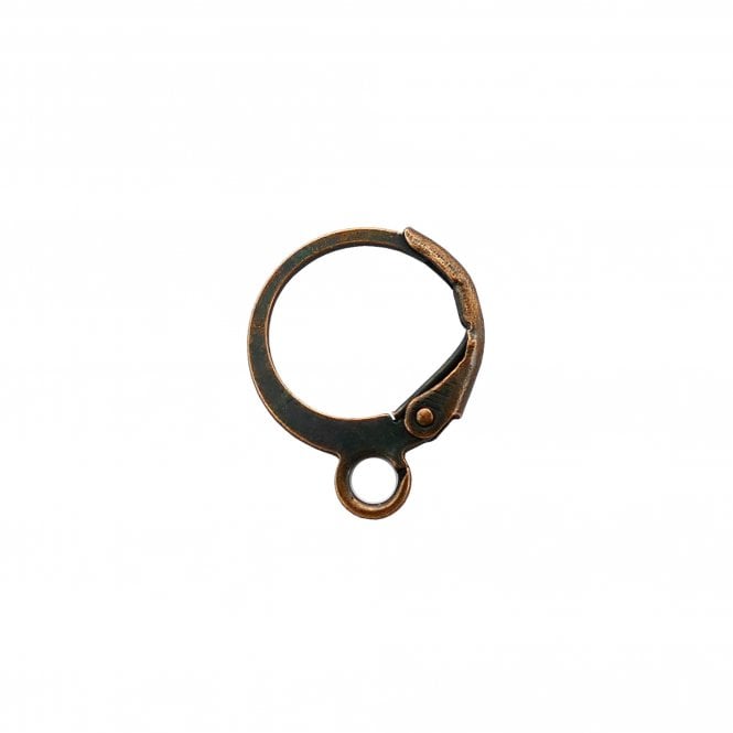 15x12mm Hinge Opening Hoop Earring with Loop - Antique Copper Plated - 4pcs