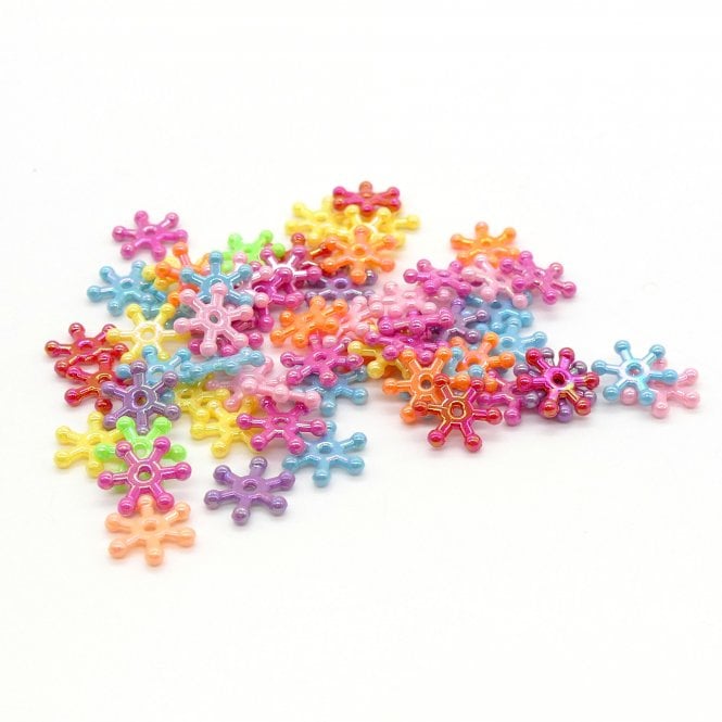 15x3mm Acrylic Snowflake Bead Mix - Opaque AB - 10g