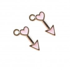 15x8mm Enamel Pink Arrow Charm - Gold Plated - 2pc