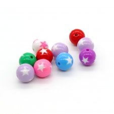 16mm Acrylic Star Bead Mix - Opaque - 10pcs