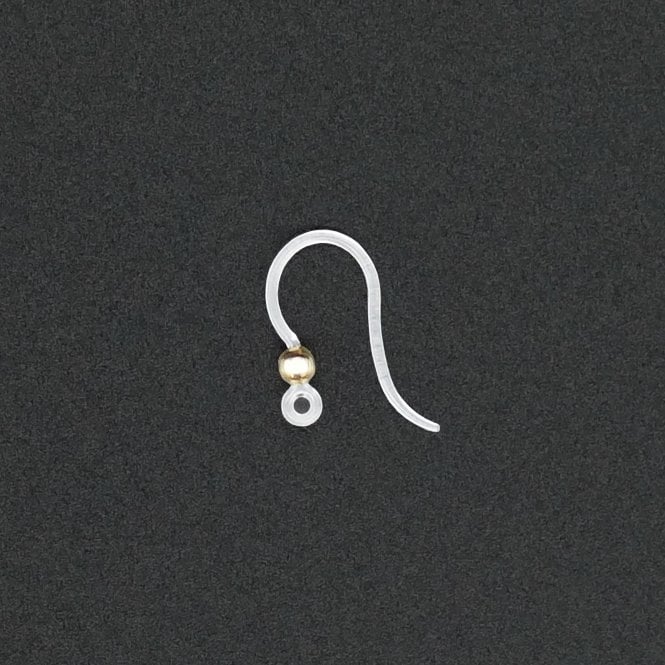 16mm Plastic Earring Hooks with 304 Stainless Steel Beads  - Golden - 10pcs