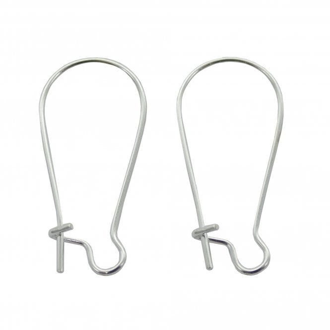 16x38mm Kidney Ear Wire Hooks Earring - Silver Plated - 20pcs