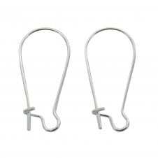 16x38mm Kidney Ear Wire Hooks Earring - Silver Plated - 20pcs