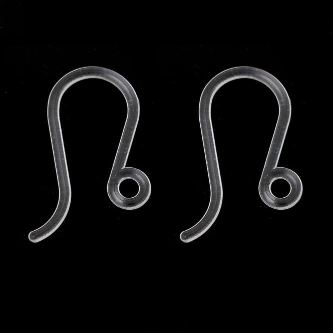 17x8mm Plastic Ear Wire with Loop - Transparent - 4pcs