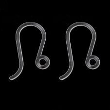 17x8mm Plastic Ear Wire with Loop - Transparent - 4pcs