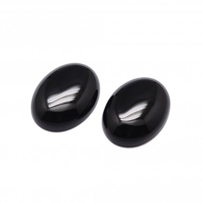 18x13mm Natural Stone Cabochon - Black Agate -2pc